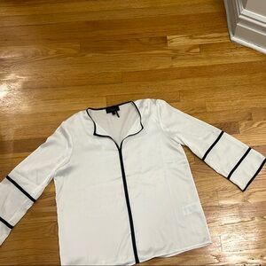 Donna Karan White Blouse with Black Trim